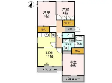 ニューハイツ幸(3LDK/2階)の間取り写真
