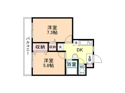 コンチネンタル安野屋(2DK/3階)の間取り写真