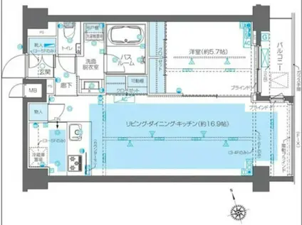ズーム広尾(1LDK/6階)の間取り写真