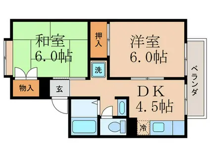 ドュセジュール(2DK/1階)の間取り写真