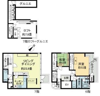 ARTEMIS MINAMI AZABU アルテミス南麻布(2LDK/7階)の間取り写真