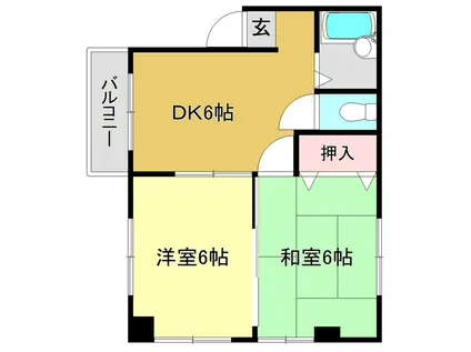 リバープール桟一II(2DK/3階)の間取り写真