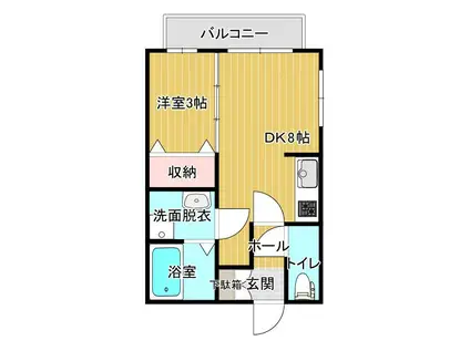 コスモIII(1DK/1階)の間取り写真