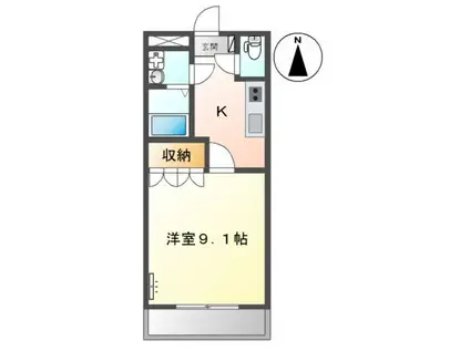 ファンタジーKII(1K/2階)の間取り写真