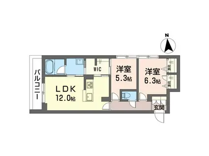 セントリビエ(2LDK/2階)の間取り写真