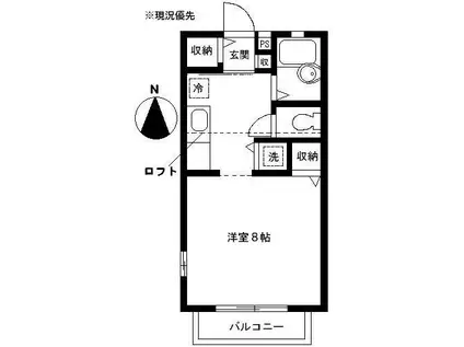 ビックヴァレー(1K/2階)の間取り写真
