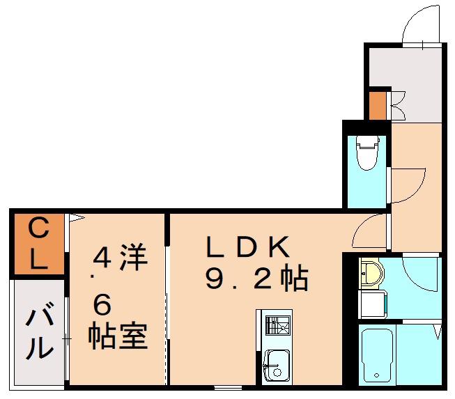 グランレーヴ井尻A(1LDK/3階)の間取り写真