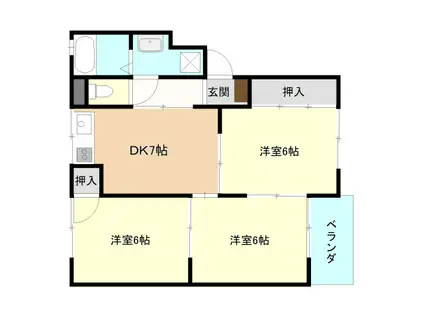 トリヴァンベール平山(3DK/3階)の間取り写真