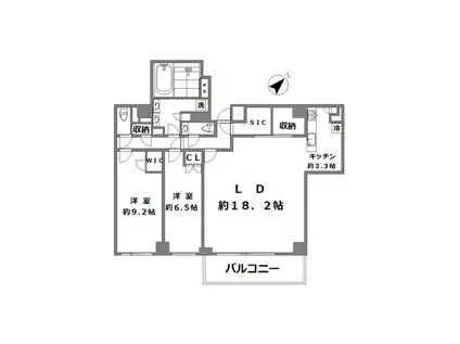 ウェリス代官山猿楽町テラス(2LDK/2階)の間取り写真