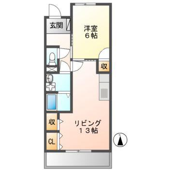タキオンB(1LDK/1階)の間取り写真