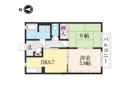 ファミールプラザ5エルスール(2DK/2階)の間取り写真