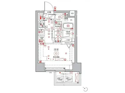クレイシアIDZ横浜桜木町(1K/7階)の間取り写真