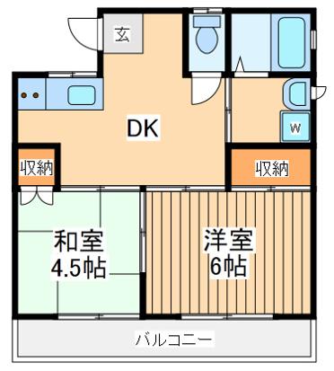 メゾンフルヤI(2DK/2階)の間取り写真