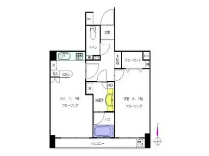 ダイアパレス麻布十番(1DK/5階)の間取り写真