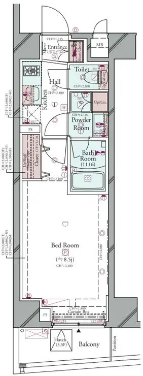 コンシェリア門前仲町 AQUA VERT 2階階 間取り
