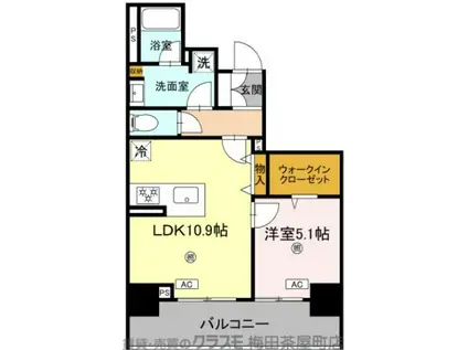 LAZO内久宝寺(1LDK/2階)の間取り写真
