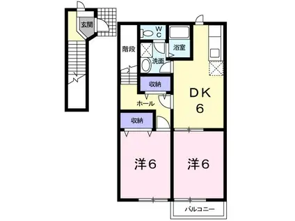 エレガント西青(2DK/2階)の間取り写真