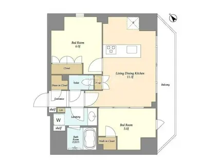 ルジェンテ・バリュ上野根岸(2LDK/9階)の間取り写真