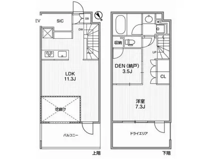 GRANDUO用賀5(1SLDK/1階)の間取り写真