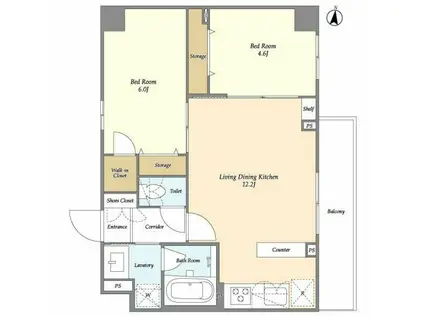 クレアティフ日暮里(2LDK/1階)の間取り写真