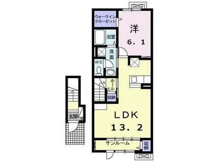 リヴァージュ K(1LDK/2階)の間取り写真