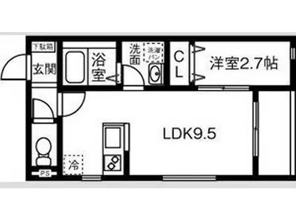 LA BLANCHE(1LDK/2階)の間取り写真