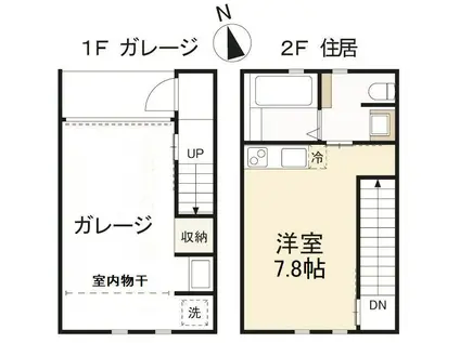 アルカディアガレージ元山A・B(ワンルーム/2階)の間取り写真