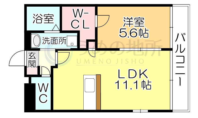 ソフィア21合川(1LDK/2階)の間取り写真