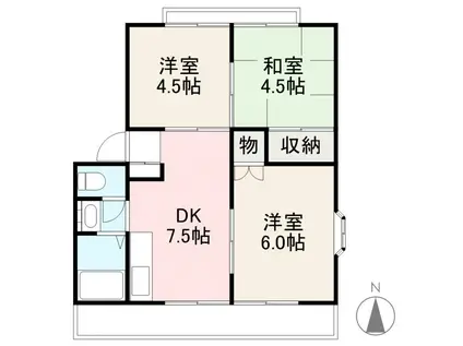 ニュークレインハイツE・F棟(3DK/1階)の間取り写真