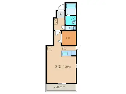 シルバーストン II(ワンルーム/1階)の間取り写真