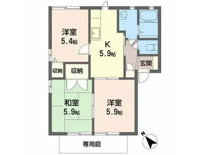 フォーレス佐土B棟(3K/1階)の間取り写真