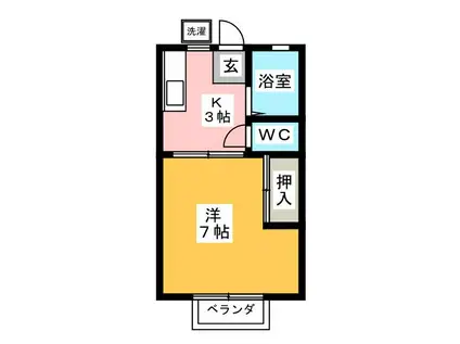 ハイツサンセットC(1K/2階)の間取り写真