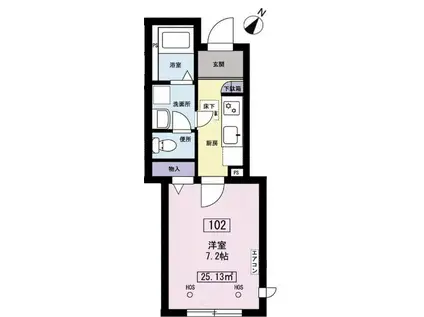 NOLLEYS白山(1K/1階)の間取り写真