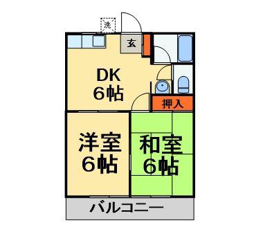 コーポカナール(2DK/1階)の間取り写真