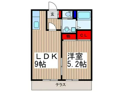 サンライフ.シバザキ(1LDK/1階)の間取り写真