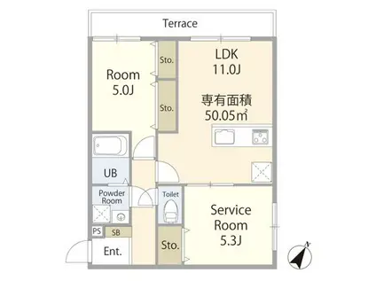 エテルノヴァローレ茅ケ崎(2LDK/3階)の間取り写真