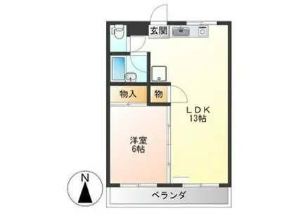 宇都宮アパートメント(1LDK/2階)の間取り写真