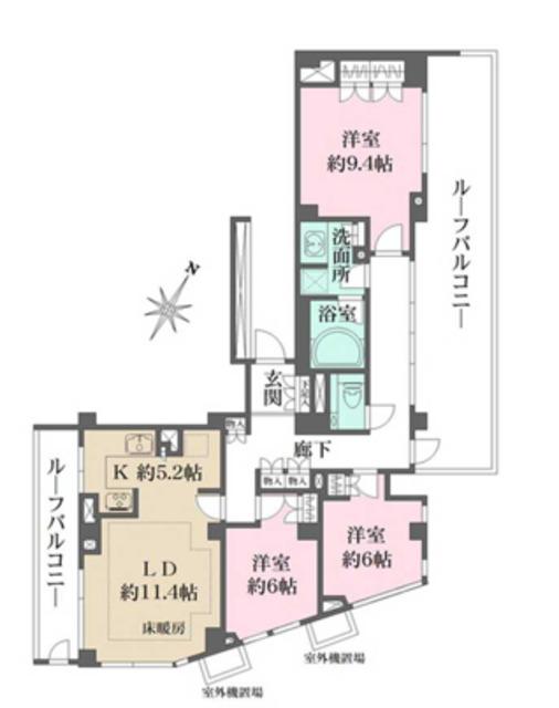 パークハウス中目黒(3LDK/5階)の間取り写真