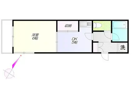 ハレウエスト染井(1DK/1階)の間取り写真