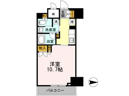 カスタリア栄(1K/7階)の間取り写真