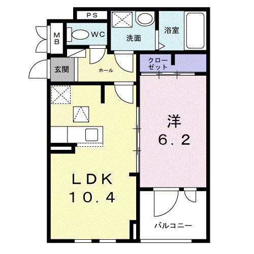 アプリコットIV(1LDK/1階)の間取り写真