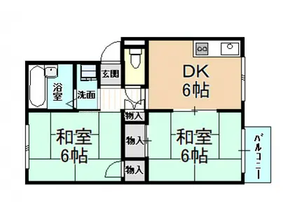 プレジール21(2DK/2階)の間取り写真