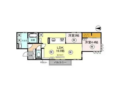 神前ウエストワンズ(2LDK/3階)の間取り写真