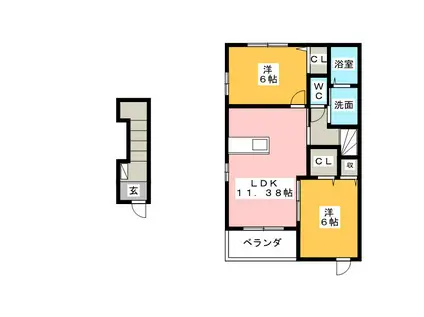 メゾン・オーブ B棟(2LDK/2階)の間取り写真