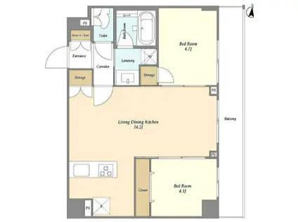 CREATIF日暮里(2LDK/2階)の間取り写真