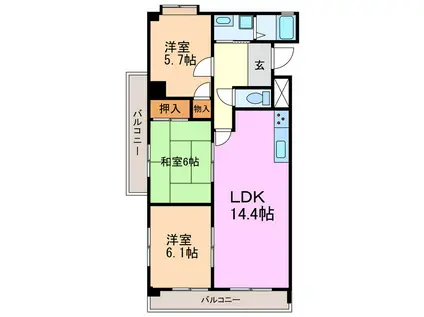 コスモII(3LDK/8階)の間取り写真