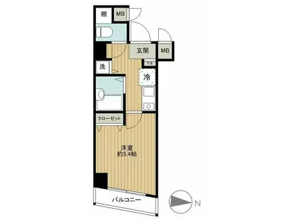 メインステージ白金高輪(1K/3階)の間取り写真