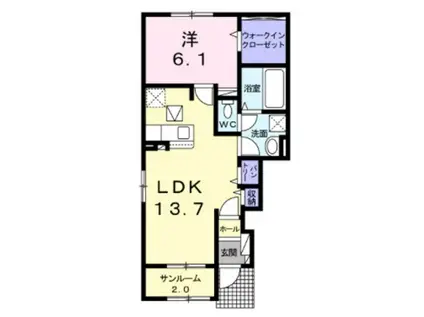 クラリッサ中丸子(1LDK/1階)の間取り写真