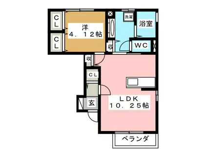 リヴェール(1LDK/1階)の間取り写真