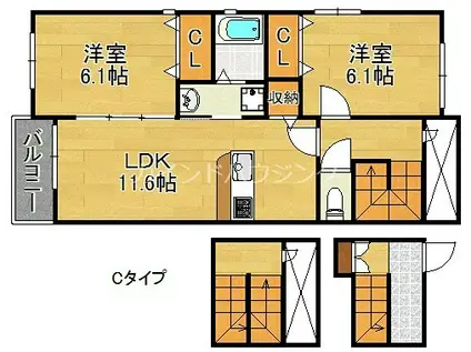 CASAあびこ道(2LDK/2階)の間取り写真